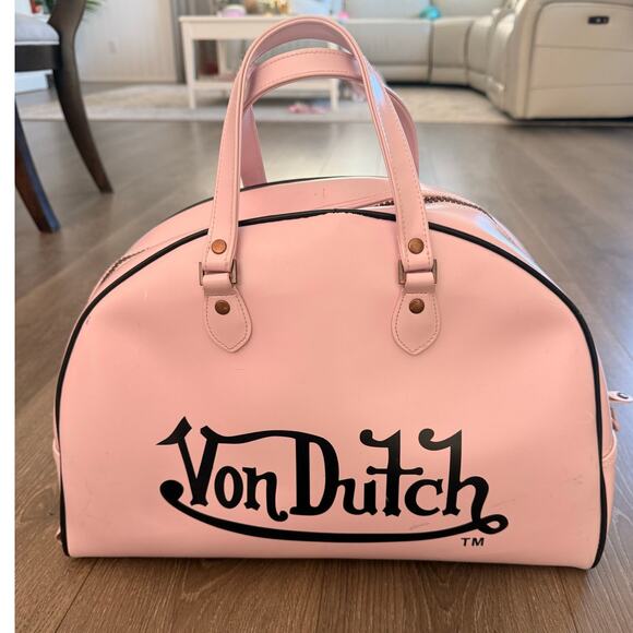 Von Dutch Handbags - Von‎ Dutch Bubble Gum Pink Bowling Duffle Bag RARE HTF